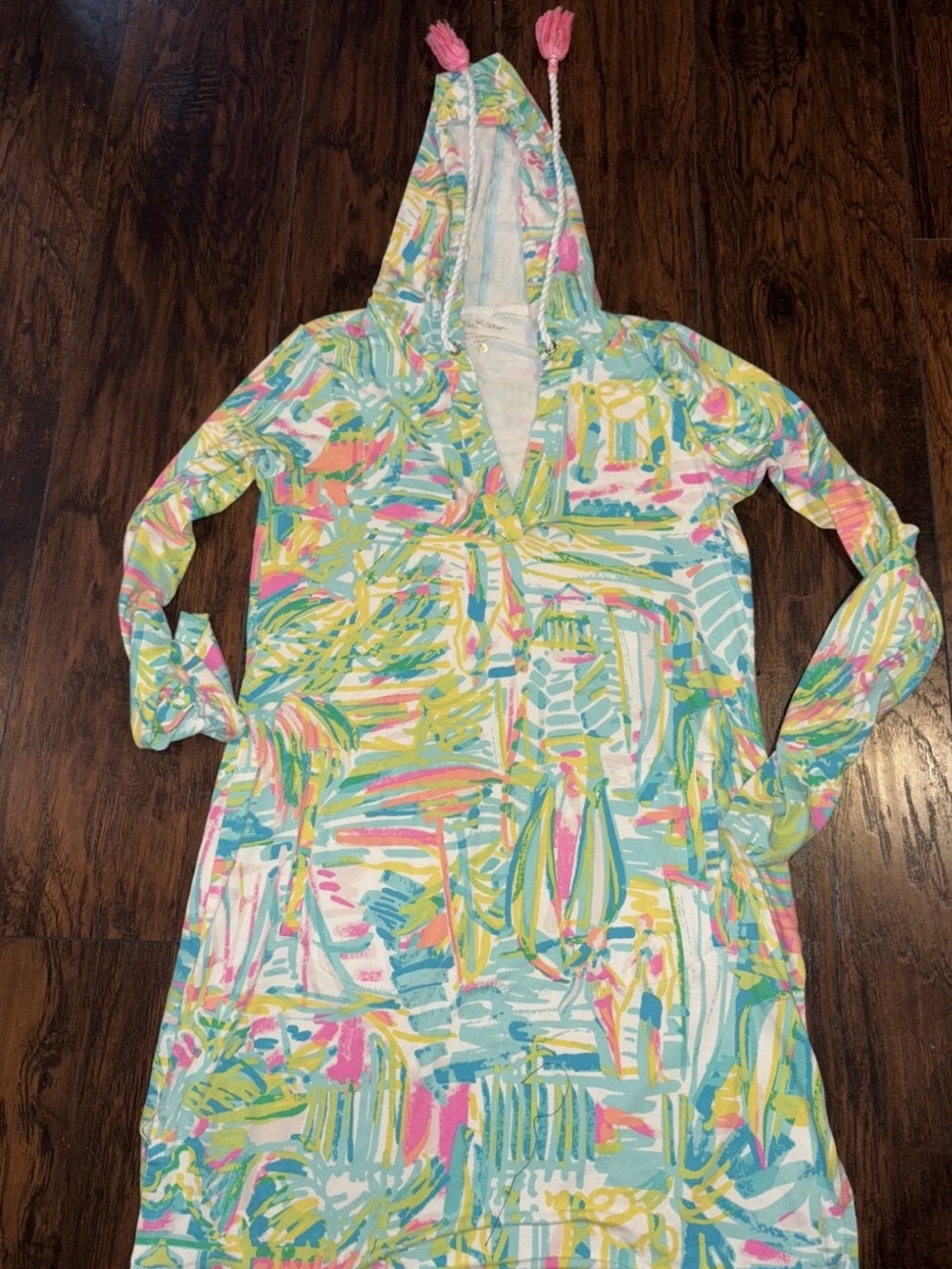 Lilly Pulitzer Rylie UPF Palm-Print Hoodie Cover-Up Dress